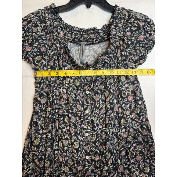 Anthropologie Floral‎ Off-The-Shoulder Mini Dress Buttondown Smocked Printed XS - Picture 5 of 10